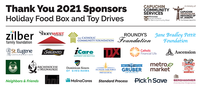 Thank you to the sponsors of the 2019 Capuchin Community Services Holiday Food Box Drive Sponsors
